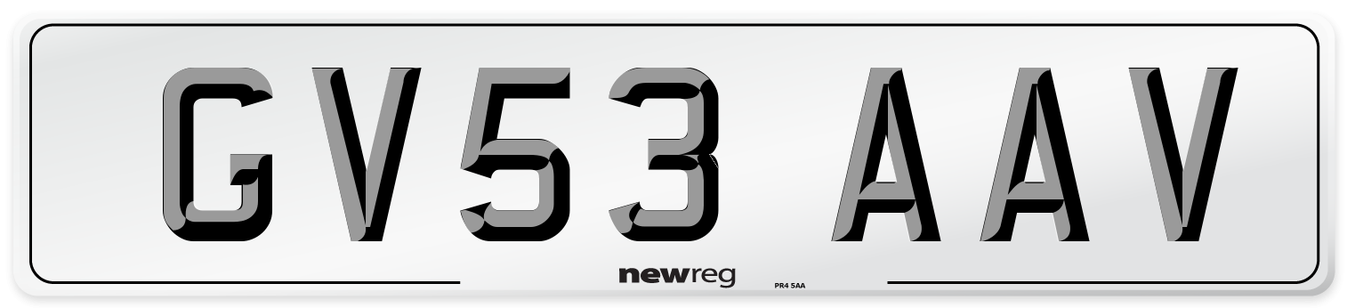 GV53 AAV Number Plate from New Reg